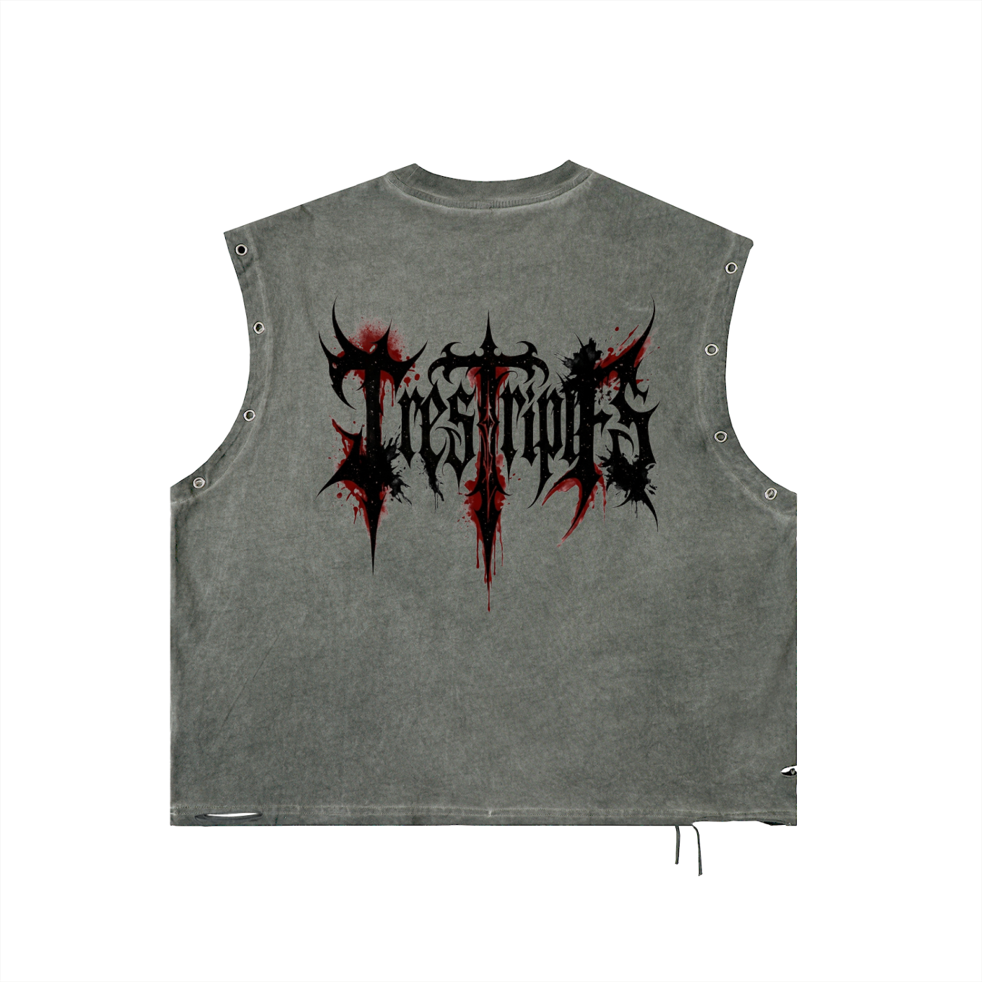 Skeleton Distressed Grommet Eyelet Tank Top for Men