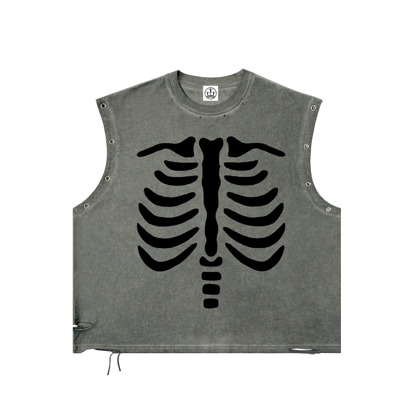 Skeleton Distressed Grommet Eyelet Tank Top for Men